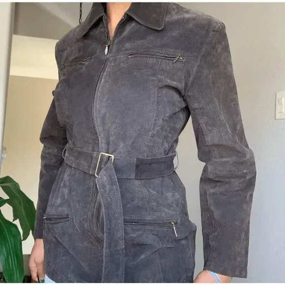 Helium London Black 100% Leather Jacket Collared Belted Full-Zip Coat, Sz Medium - Picture 13 of 13